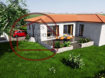 Villa F4 en L avec garage et terrasse sur 974 m² de terrain