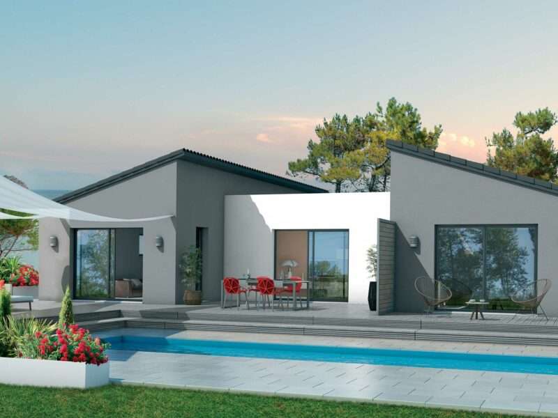 Ref:45022 - TERRAIN + MAISON CONTEMPORAINE 31460 CARAMAN