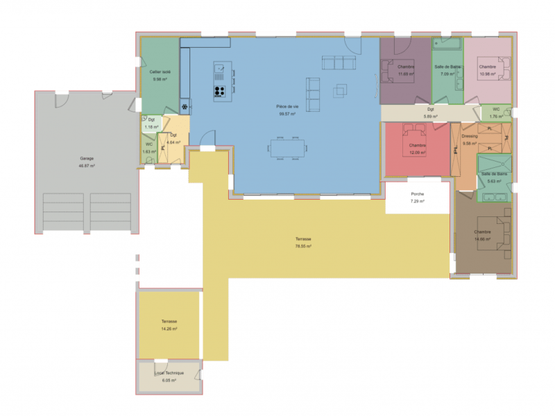 Ref:45083 - villa contemporaine 200m² habitables de plain...