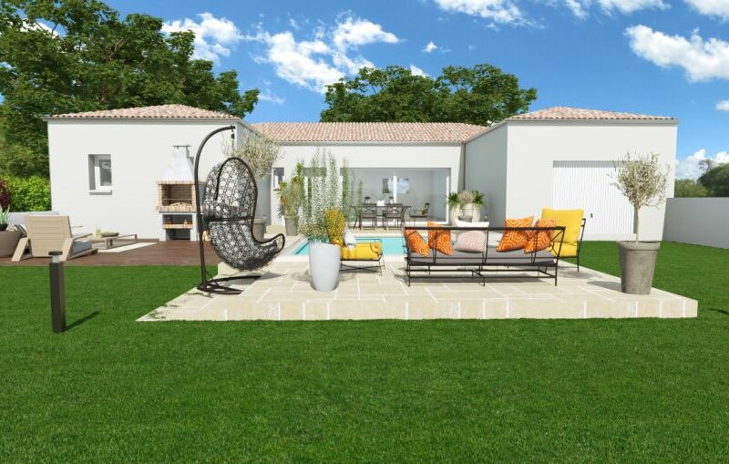 Ref:48062 - Villa en U de 130 m² + garage et terrasse à F...