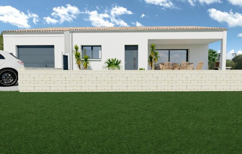 Ref:48849 - Terrain + villa avec terrasse et grand garage...