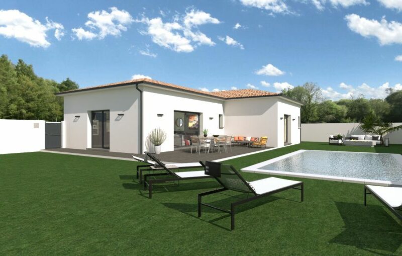 Ref:14704 - 34320 Neffiès belle villa en L de 115 m² avec...
