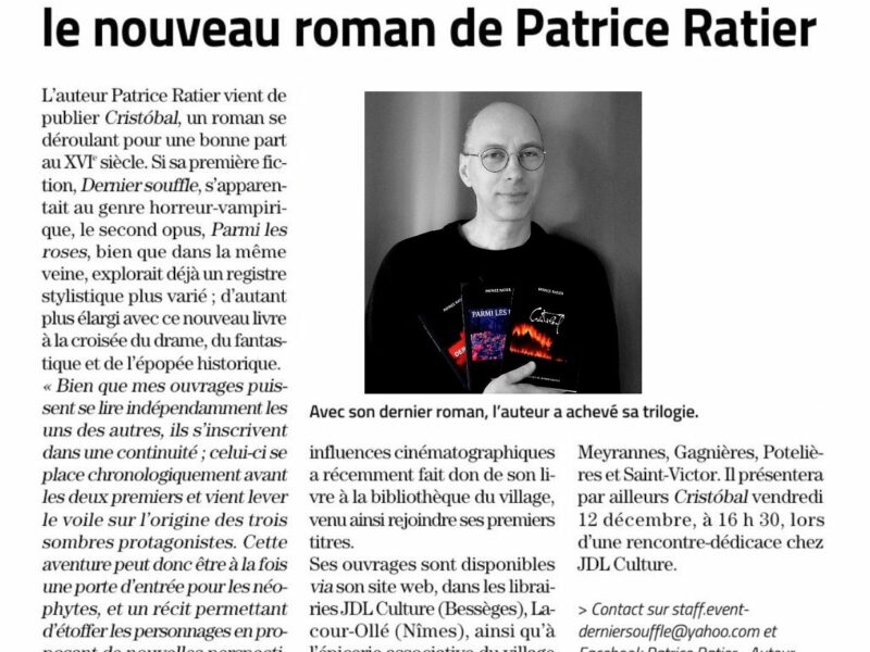 Livre Fantastique Cristóbal vampire roman histoire suspense drame gothique drame Dark Renaissance Nîmes historique Occitanie